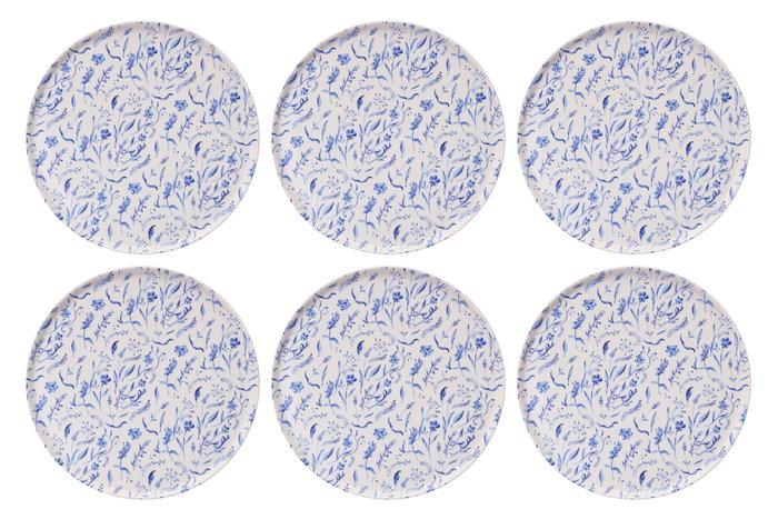 Hermia Juego de Platos de Servicio Spring Garden, 6 Piezas, Azul y Blanco Hermia Juego de Platos de Servicio Spring Garden, 6 Piezas, Azul y Blanco